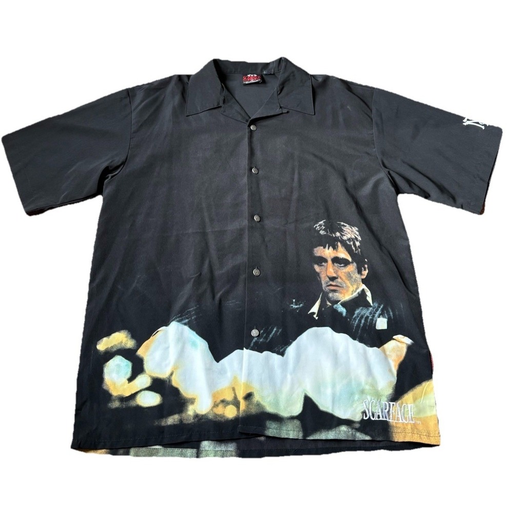 Vintage Dragonfly Scarface Little Friend Embroidered Short Sleeve Shirt AOP 2XL